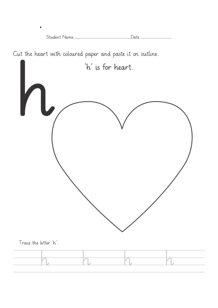 Colorful Alphabet H worksheets for preschool learning activities