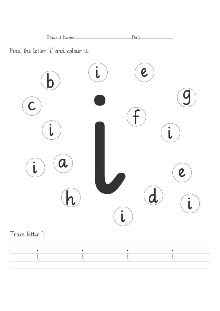 Colorful Alphabet I worksheets for preschool learning activities