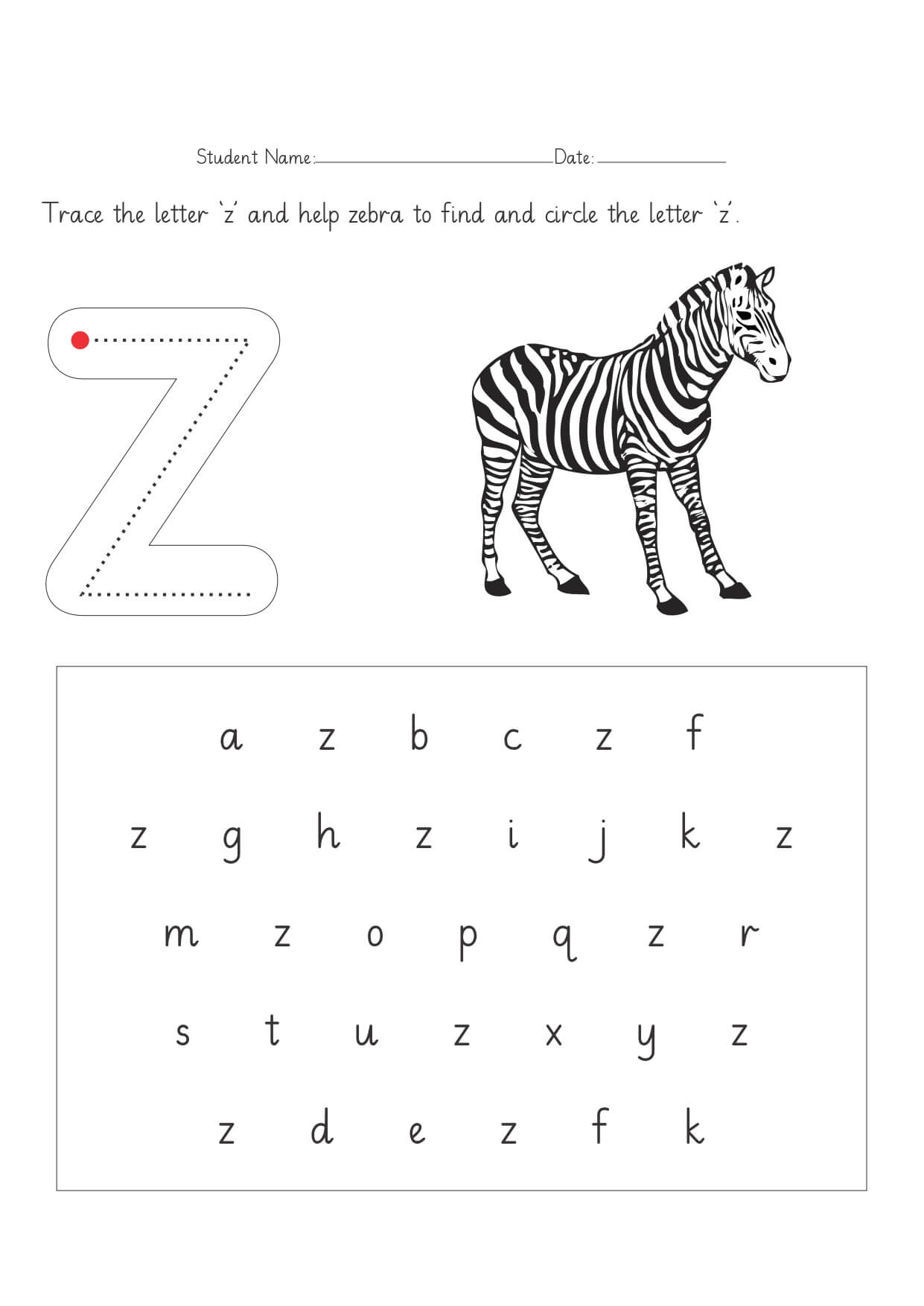 Zoom into Learning with Free Alphabet Z Worksheets – Download Now!